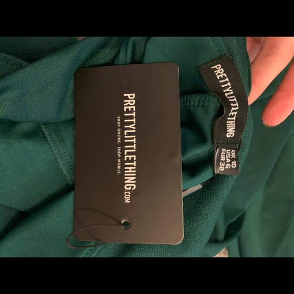 Emerald Green Bandeau Split Maxi Dress - Picture 4 of 5